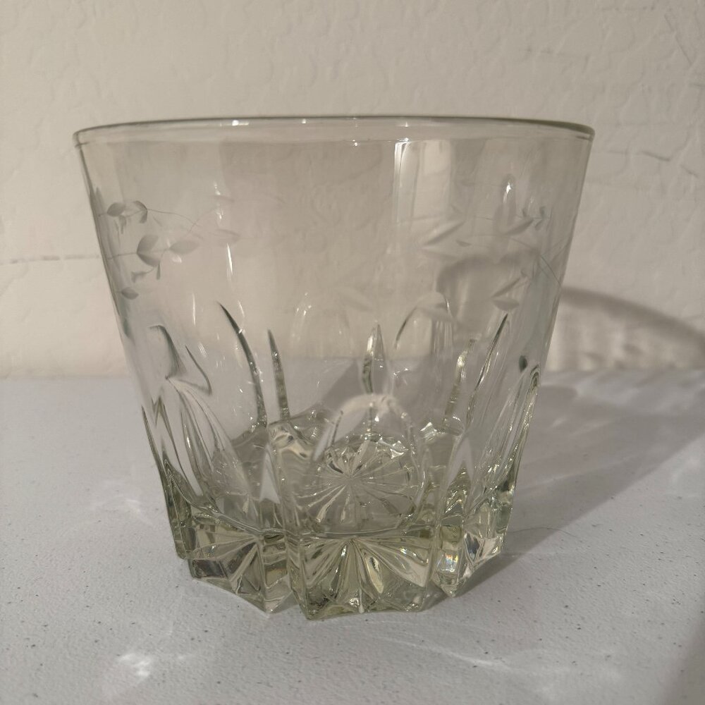 Vintage Glass Dish | Etched Floral Design